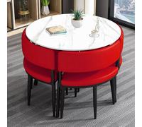 Tavolo da pranzo rotondo, tavolo da cucina con robuste gambe in metallo, facile da pulire, montaggio completo, tavolo da conferenza rotondo semplice e piccolo