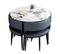 Tavolo da pranzo rotondo, tavolo da cucina con robuste gambe in metallo, facile da pulire, montaggio completo, tavolo da conferenza rotondo semplice e piccolo