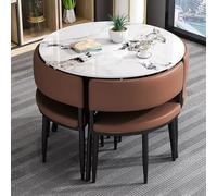 Tavolo da pranzo rotondo, tavolo da cucina con robuste gambe in metallo, facile da pulire, montaggio completo, tavolo da conferenza rotondo semplice e piccolo