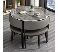 Tavolo da pranzo rotondo, tavolo da cucina con robuste gambe in metallo, facile da pulire, montaggio completo, tavolo da conferenza rotondo semplice e piccolo