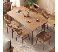 Tavolo da pranzo rustico in legno massello con 6 sedie, mobili da cucina e sala da pranzo, 160 x 80 x 75 cm, perfetto per la casa in stile rustico, durevole ed elegante