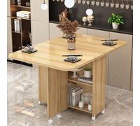 Tavolo da pranzo salvaspazio con ruote bloccabili, scrivania pieghevole e scaffali, perfetto per piccole cucine e salotti, tavolo allungabile per un uso versatile