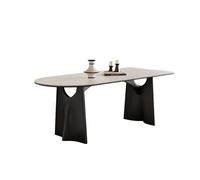 Tavolo da Pranzo Tavolo da Pranzo Rettangolare Rock Slab, Semplice e Moderno, con Gambe in Legno Tavolo da Pranzo Moderno(140x80x75cm)