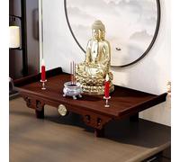 Tavolo da preghiera da parete in bambù con cassetto per meditazione, statua di Buddha Guanyin e Guan Gong, puja e offerta tributo
