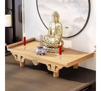 Tavolo da preghiera da parete in bambù con cassetto per meditazione, statua di Buddha Guanyin e Guan Gong, puja e offerta tributo