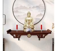 Tavolo da preghiera da parete in bambù con cassetto per meditazione, statua di Buddha Guanyin e Guan Gong, puja e offerta tributo