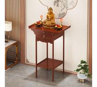 Tavolo da preghiera in bambù naturale con cassetto, supporto compatto e versatile per santuari domestici, templi e pratiche spirituali