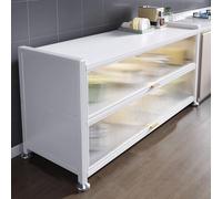 Tavolo da preparazione della cucina con vano portaoggetti e mobile laterale tavolo da lavoro multistrato con supporto per panetteria antipolvere per forno a microonde (bianco, 60 x 44 x 85)