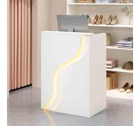 Tavolo da reception per ufficio e vendita al dettaglio, moderna reception con cassetti e luci, elegante stazione di benvenuto per salone e cassa