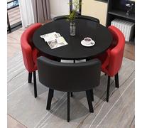 Tavolo da ricevimento moderno rotondo per 4 eleganti set da pranzo rosso perfetto per ufficio e casa, riunioni, conferenze, elegante tavolo negoziale