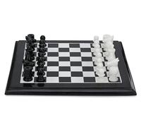 Tavolo Da Scacchi In Marmo Bianco E Nero Con Incastro E Pezzi Di Marmo