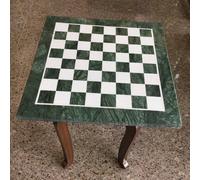 Tavolo Da Scacchi In Marmo Verde Con Inlay E Pezzi Di Marmo 18"