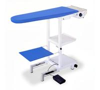 Tavolo da stiro professionale con piano aspirante e riscaldato elettricamente COMELUX -A Dimensioni da chiuso 139 x 47 x 44 cm ASPIRATORE TAPPETINO E APPOGGIAFERRO cromo