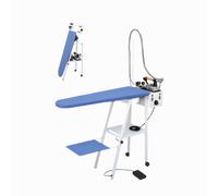 Tavolo da stiro professionale Salvaspazio FUTURA C5 Caldaia da 4,5 Lt con piano aspirante e riscaldato elettricamente Dimensioni 136 x42xh 62 cm -1500 Watt pieghevole bianco