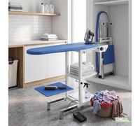 Tavolo da stiro professionale Salvaspazio Pieghevole Comelux A con piano aspirante e riscaldato elettricamente Dimensioni 144 x42xh 68 cm -450 W pieghevole