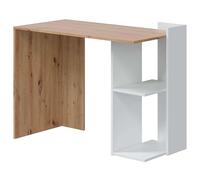Forés Scrivania reversibile Kenia, con ripiani, finitura Rovere Nodi e Bianco Artik, 100×52×78 cm
