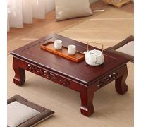 Tavolo da tè giapponese al pavimento, tavolino da caffè in tatami, tavoli da studio rettangolari multifunzionali in legno, legno massiccio intagliato a mano (Brownish-Red,31,5 x 19,7 x 11,8 pollici)