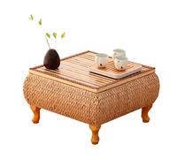 Tavolo da tè in bambù giapponese intrecciato a mano, design zen, semplice balcone e finestra, stile rattan basso, decorazione per la casa naturale mobili minimalisti ecologici