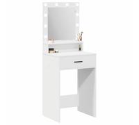 vidaXL Tavolo da toeletta moderno bianco specchio rettangolare LED touch 1 cassetto materiale MDF chic per trucco e servizi igienici in stanze stazioni di stoccaggio mobili camera da letto casa