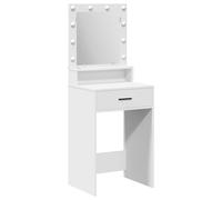 vidaXL Tavolo da toeletta moderno bianco specchio rettangolare LED touch 1 cassetto materiale MDF chic per trucco e servizi igienici in stanze stazioni di stoccaggio mobili camera da letto casa