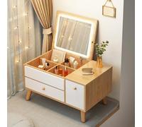 Tavolo da toeletta compatto integrato per finestra a golfo, semplice e piccola, scrivania per camera da letto, elegante vanità per il trucco con contenitore, design elegante e funzionale