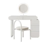 Tavolo da toeletta con cassetti, specchio per il trucco e luci a LED, set con sgabello imbottito, ideale per la camera da letto di ragazze e donne, elegante stazione di trucco.