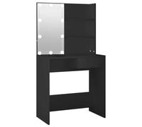 Tavolo da toeletta con luci a LED, nero, 74,5 x 40 x 141 cm, in legno con specchio, cassetto e spazio per riporre oggetti, per camera da letto, bagno, ragazze, bellezza e styling