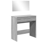 Tavolo da toeletta con specchio, in legno Sonoma, 80 x 39 x 80 cm, con cassetto e vano portaoggetti, per camera da letto e bagno, organizer per cosmetici e styling