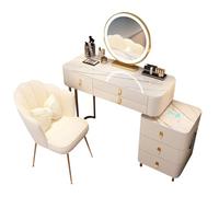 Tavolo da toeletta con specchio per donne e ragazze, scrivania da toeletta con luci, 3 modalità di illuminazione regolabili, naturale, caldo, freddo, contenitore flessibile, mobiletto stacca
