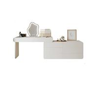 Tavolo da toeletta di lusso con contenitore integrato, specchio telescopico per trucco, elegante set da toeletta con sedia per il trucco, elegante stazione di trucco per camera da letto e spogliatoio