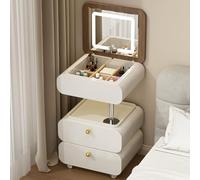 Tavolo da toeletta mobile con specchio illuminato e cassetti portaoggetti, nessuna installazione richiesta per una comoda configurazione di trucco e medicazione