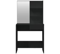 Tavolo da Toeletta Moderno, con Luci a LED, Specchio, Cassetto e Ripiani Aperti per lo Spogliatoio della Camera da Letto (Nero)