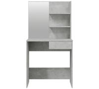 Tavolo da Toeletta Moderno, con Luci a LED, Specchio, Cassetto e Ripiani Aperti per lo Spogliatoio della Camera da Letto (Grigio cemento)