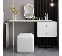Tavolo da toeletta moderno e minimalista, set da toeletta con 2 cassetti, viene fornito con uno sgabello per il trucco dello stesso colore, tavolo da toeletta intelligente per camera da letto