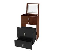 Tavolo da toeletta multifunzione con specchio pieghevole, 3 cassetti, sgabello integrato, design moderno salvaspazio, spazio strutturato chiaro, facile da montare con istruzioni (marrone)