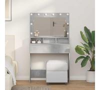 Tavolo da toeletta Vanity Table da toeletta con scaffale, grigio cemento, 79 x 41 x 135 cm, materiale in legno, per donne, camera da letto, installazione rapida, facile da mantenere