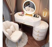 Tavolo da trucco a LED con cassetti a specchio e sedia toeletta con comò per camera da letto, facile da montare, elegante mobile per trucco per la decorazione della casa