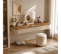 Tavolo Da Trucco A Parete, Toeletta Sospesa Con Cassetti Salvaspazio | Design Moderno Salvaspazio, Superficie Libera, Vano Contenitore Per Cosmetici E Piccoli Oggetti(Oak/Beige,31.5")