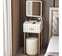 Tavolo da trucco bianco con cassetti, tavolo da toeletta in legno per ragazze e donne, include sgabello imbottito, piccola scrivania in stile principessa, 40 cm, perfetto per la decorazione della