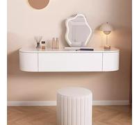 Tavolo da trucco bianco galleggiante da parete scrivania da trucco a parete armadio per trucco spogliatoio angolo galleggiante scrivania comò set di archiviazione con specchio e luci piccolo spazio