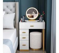 Tavolo da trucco con illuminazione a LED, con specchio, 3 modalità di illuminazione, moderno tavolo da toeletta con 4 cassetti, perfetto per camera da letto, regalo per figlia o moglie