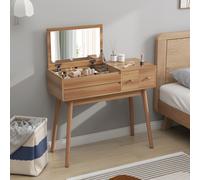 Tavolo da Trucco con Specchio a Luci LED e Spazio Contenitore in Legno, 1x40x87 cm