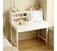 Tavolo da trucco con specchio e cassetti, tavolino salvaspazio per piccole camere da letto, perfetto per ragazze e donne, elegante scrivania per trucchi (sedia non inclusa)