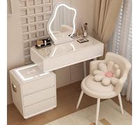 Tavolo da trucco con specchio e illuminazione, scrivania bianca con cassetti, 3 modalità di luminosità regolabili, perfetto per la camera da letto per ragazze e donne