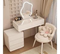 Tavolo da trucco con specchio e luci, scrivania bianca con cassetti, 3 modalità di illuminazione, luminosità regolabile, ideale per camera da letto, ragazze e donne, elegante