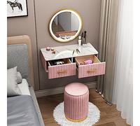 Tavolo da Trucco con Specchio e luci - Set da toeletta sospeso con Specchio Touch Screen, luci LED e Sgabello Imbottito per Donne e Ragazze (Rosa 70 cm)