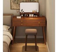 Tavolo da trucco in legno con luci a LED, con 4 cassetti e 2 ripiani, ideale per la camera da bagno di donne e ragazze, 80 cm C