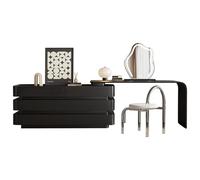 Tavolo da trucco moderno con armadietto a 6 cassetti, design ad angolo arrotondato, set da scrivania autoportante per trucco