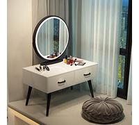 Tavolo da trucco moderno e minimalista con lampada compatta da 80 cm per camera da letto scrivania multifunzionale elegante design a rete in rosso perfetto per piccoli spazi e arredamento chic.