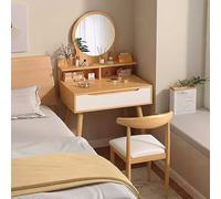 Tavolo da trucco moderno vintage con 2 specchi, tavolino da toeletta beige per camera da letto per ragazze scrivania per trucco con cassetto e sgabello - perfetto per un arredamento elegante.